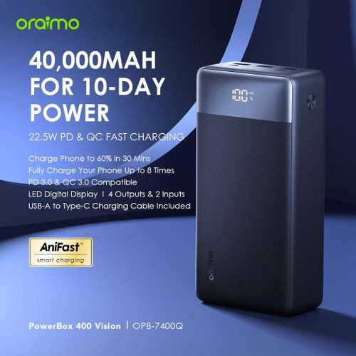 Oraimo PowerBox 400 Vision 40000mAh 22.5W Power Bank