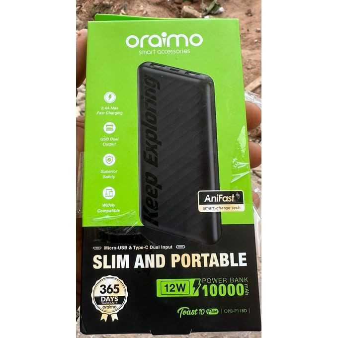 Brand New Oraimo COMPACT 10000mAh Ultra Slim Power Fast Charging Bank