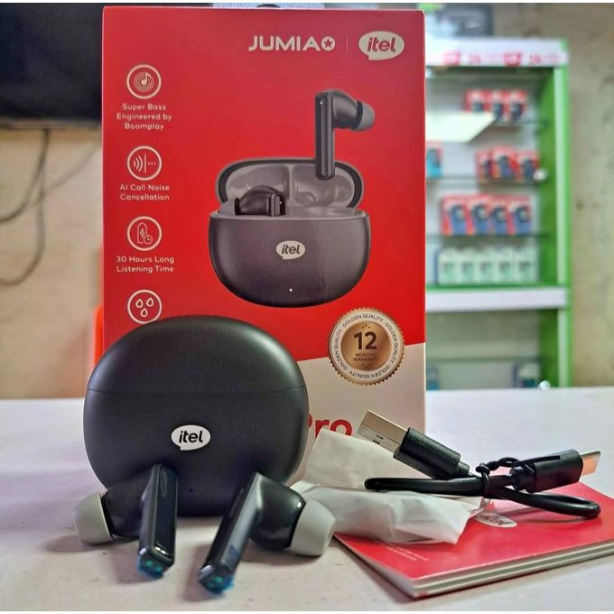 Brand New itel TWS BudsAir Pro Earphones Earbuds Bluetooth5.4 ENC Black