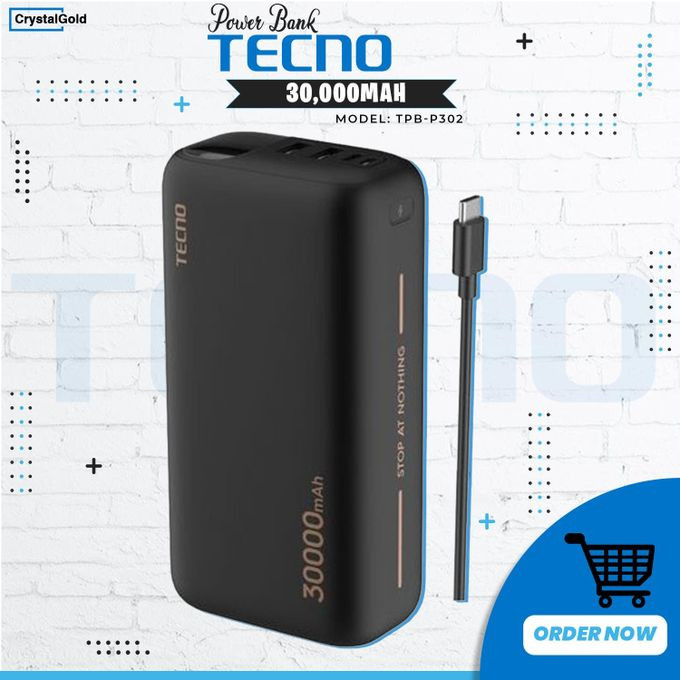 Brand New Tecno 30000mAh POWER BANK FAST CHARGING TYPE-C INPUT & OUTPUT