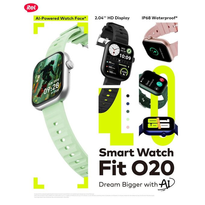 itel Smart Watch Fit 020 BT Call/notification,  Ai Powered