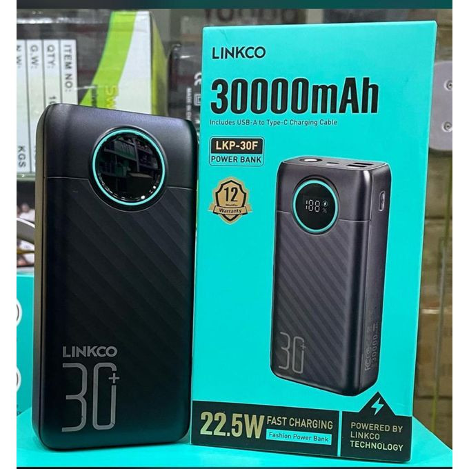 Linkco 30000mAh Power Bank 15W Digital X3 22.5W Type-C IN/OUT